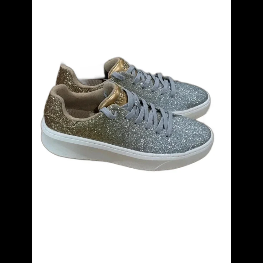 Skechers Court Break - Silver/Gold Women's US 9/UK 6/EUR 39 Like New